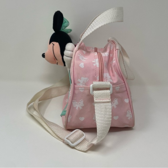 Vintage Minnie N Me Small Handbag Pink plush head straps zip top handle Disney - Picture 6 of 13